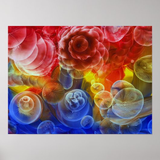 Hand Painted Rainbow Bubble Abstract Art Poster (Voorkant)