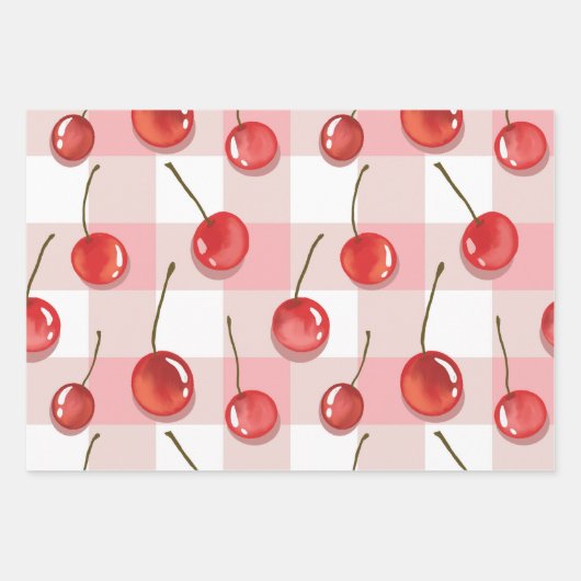 Hand-Painted Red Cherries Seamless Pattern Inpakpapier Vel (Voorkant)