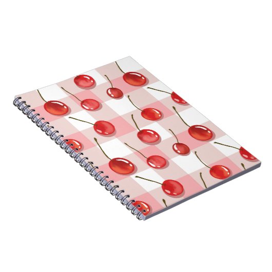 Hand-Painted Red Cherries Seamless Pattern Notitieboek (Rechterzijde)