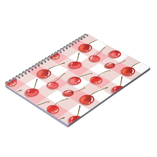 Hand-Painted Red Cherries Seamless Pattern Notitieboek (Linkerzijde)