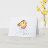 Hand Painted Robin Ontwerp Kerst Kaart (Gele Bloem)