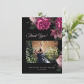 Hand Painted Roses Dark Romantic Wedding  Bedankkaart (Staand voorkant)