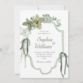 Hand Painted Sage Green Orchids Wedding Invitation (Devant)
