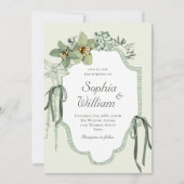 Hand Painted Sage Green Orchids Wedding Invitation (Devant)