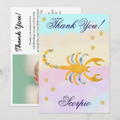 Hand-Painted Scorpio Birthday Thank You Bedankkaart (Voorkant / Achterkant)