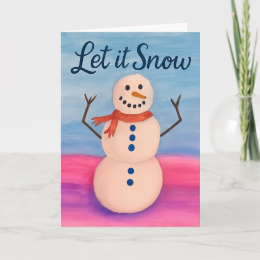 Hand-Painted Snowman Holiday Greeting Kaart (Voorkant)