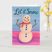 Hand-Painted Snowman Holiday Greeting Kaart (Gele Bloem)