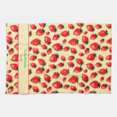 Hand-Painted Strawberry Personalized Boho Yellow Theedoek (Horizontaal)