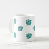 Hand-Painted Style Turquoise Floral Art Mug (Devant gauche)
