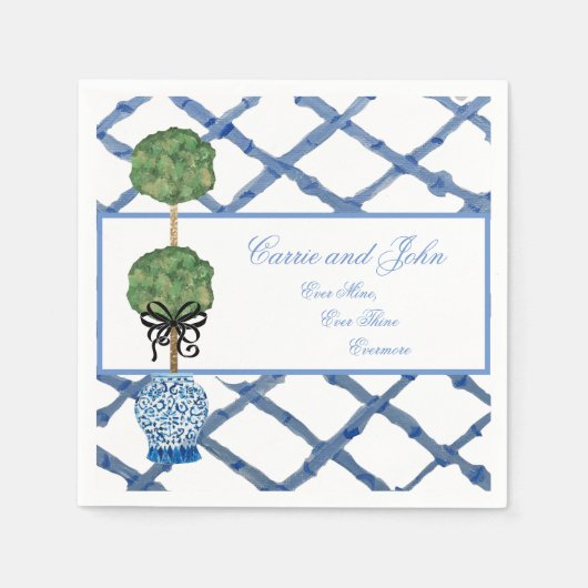 Hand Painted Topiary Chinoiserie Ginger Jar Jars Servet (Voorkant)