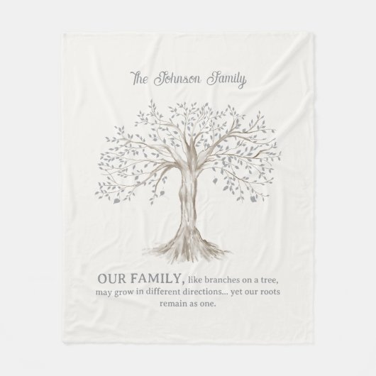 Hand Painted Tree Custom Family Quote Ivory Fleece Deken (Voorkant)