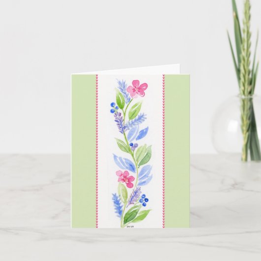 Hand Painted Watercolor Floral Note Blank (Devant)