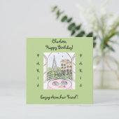 Hand painted Whimsical Paris Eiffel Tower BIRTHDAY (Staand voorkant)