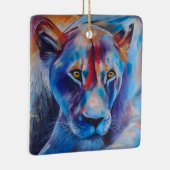 Hand Painted Wild Cat Portrait Keramisch Ornament (Rechts)