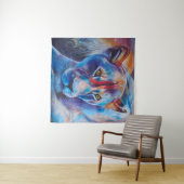 Hand Painted Wild Cat Portrait Wandkleed (In Situ (horizontaal))