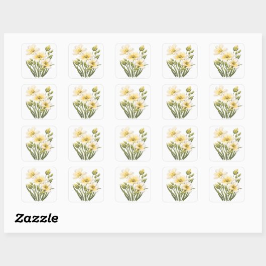 Hand Painted Yellow Flowers Sticker (Feuille)