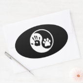 Hand/Paw Yin-Yang symbool Ovale Sticker (Envelop)