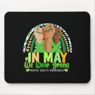 Hand Rainbow in mei Draag ik groen voor geestelijk Muismat