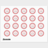Hand Sanitizer Spread Love Red Gingham Bruiloft Ronde Sticker (Vel)