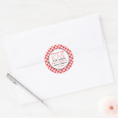 Hand Sanitizer Spread Love Red Gingham Bruiloft Ronde Sticker (Envelop)