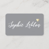 Hand Schetste Naam met Hart Grijs Visitekaartje (Voorkant)