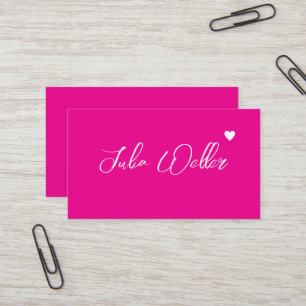 Hand Schetste Naam met Hart Hot Pink Visitekaartje