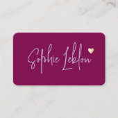 Hand Schetste Naam met Hart wijn kleur Visitekaartje (Voorkant)