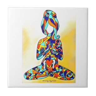 Hand schilderde yoga girl Ceramic Tile Tegeltje