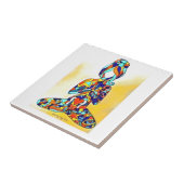 Hand schilderde yoga girl Ceramic Tile Tegeltje (Zijkant)