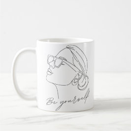 Hand schilderij meisje ben jezelf citaat koffiemok