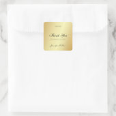 Hand Script Dank u tekst Glamour Gold Sjabloon Vierkante Sticker (Tas)