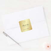 Hand Script Dank u tekst Glamour Gold Sjabloon Vierkante Sticker (Envelop)