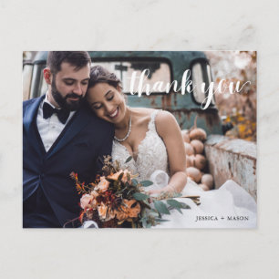 Hand Script Foto bruiloft Dank u Briefkaart