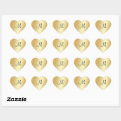 Hand Script Monogram Sjabloon Custom Faux Gold Hart Sticker (Vel)