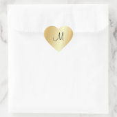 Hand Script Monogram Sjabloon Custom Faux Gold Hart Sticker (Tas)