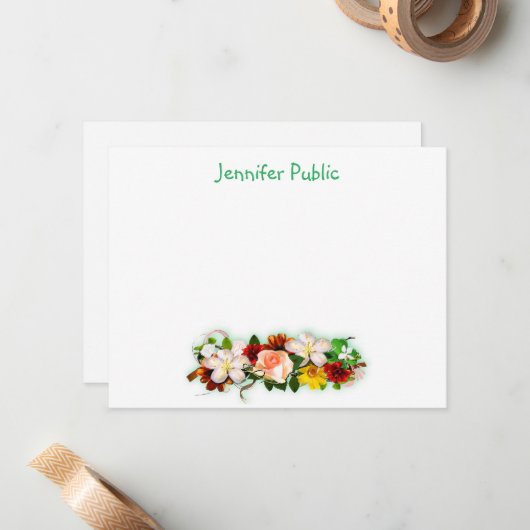 Hand Script Tekst Waterverf Bloemen Art Sjabloon (Voorkant / Achterkant in situ)