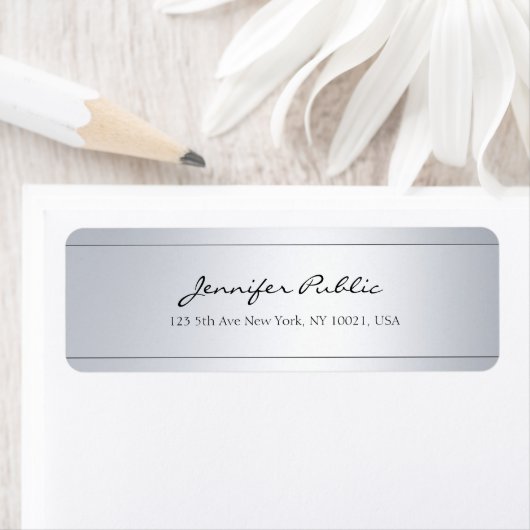 Hand Script Text Silver Elegant Calligraphy Trendy Etiket (Insitu)