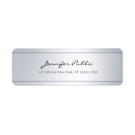 Hand Script Text Silver Elegant Calligraphy Trendy Etiket (Voorkant)