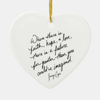 Hand-Scripted Faith Hope and Love Spiritual Heart  Keramisch Ornament