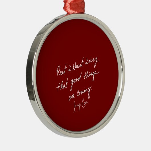 Hand-Scripted Good Things Red Inspirational Metalen Ornament (Rechts)