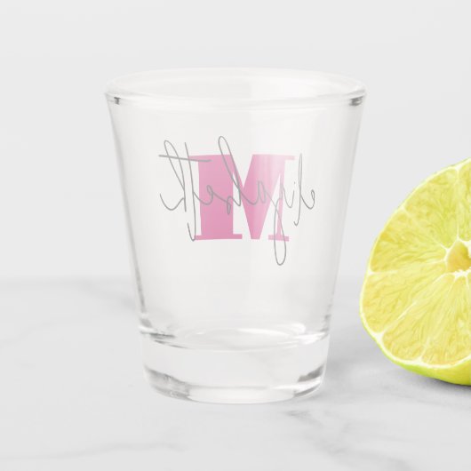 Hand Scripted Naam Monogram Shot Glas (Achterkant)