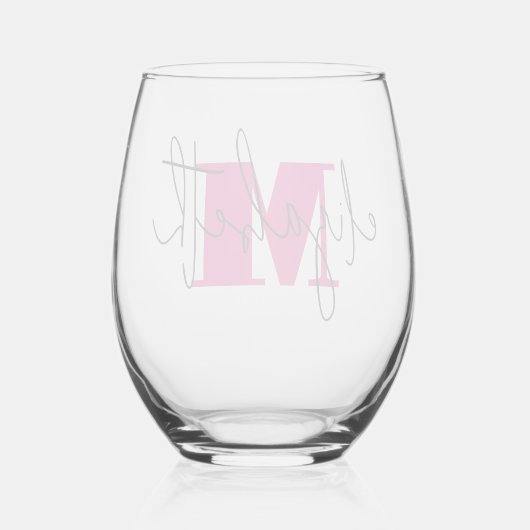 Hand Scripted Naam Monogram Wijnglas Zonder Voet (Achterkant)