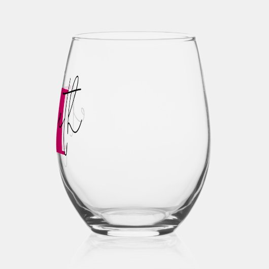 Hand Scripted Naam Monogram Wijnglas Zonder Voet (Links)