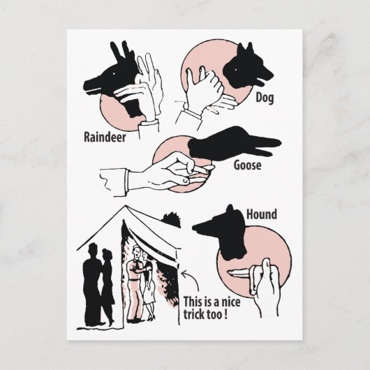 Hand Shadow Puppets, Leuke Trick, Humor,  Briefkaart (Voorkant)