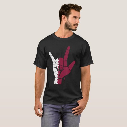 Hand Sign Qatar Flag T-shirt (Voorkant volledig)
