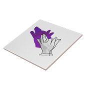 Hand Silhouet Wolf Paars Tegeltje (Zijkant)