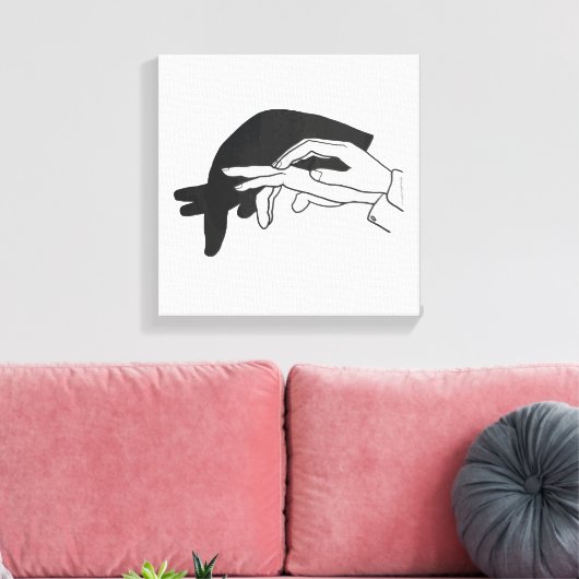 Hand Silhouette Anteater Canvas Afdruk (Insitu (Woonkamer))