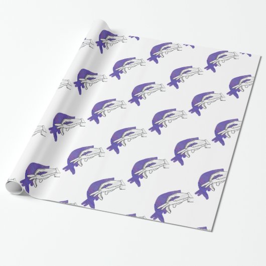 Hand Silhouette Anteater Paars Cadeaupapier (Uitgerold)