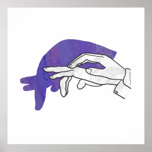 Hand Silhouette Anteater Paars Poster