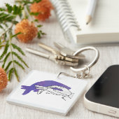 Hand Silhouette Anteater Paars Sleutelhanger (Voorkant Rechts)